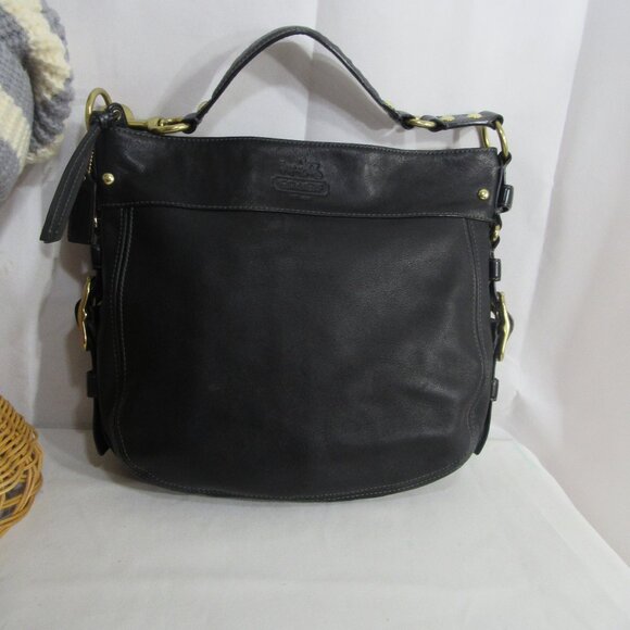 XL ZOE EDITORIAL BAG NEAR MINT CONDITION BLACK LEATHER BRASS HARDWARE - Picture 6 of 16